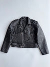 Vintage Black Pure Leather Biker Jacket Belted Moto Style (L/XL)