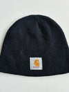 Vintage Carhartt Black Uncuffed Skull Knit Beanie (H-8 inches/W-20)