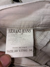 Armani Jeans White Linen Trousers Camo Pocket Trim (W:35) (L:41)