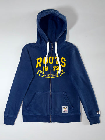 Roots Athletics 1973 Embroidered Full Zip Hoodie – Navy Blue, (S)