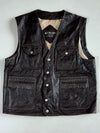 Ye Sol Leather Itaewon Seoul Dark Brown Leather Utility Vest, 4 Pockets, (S)