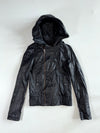 Borsetta Black Genuine Leather Hooded Biker Jacket – Asymmetric Zip Women’s (XS)