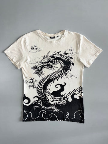Cropp Dragon Graphic T-Shirt | Off-White (S/M)