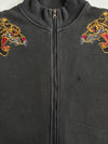 Vintage Black Tiger Embroidered Zip-Up Track Jacket (2XL)