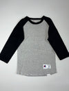 Champion Authentic Raglan 3/4 Sleeve Baseball Tee, Grey/Black (XS)
