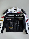 Fast Lane Speed Fighter 74 Street Equipment Racing Motorcycle Jacket Multi-Sponsor Patches (M)