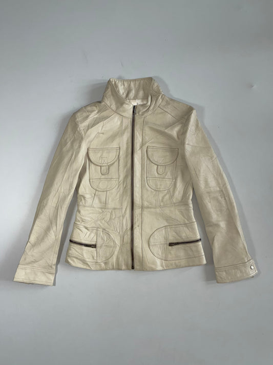 Vintage New Win Cream Leather Utility Jacket Women’s (XS)