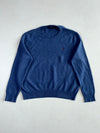 Polo Ralph Lauren Crewneck Knit Sweater – Heather Blue with Maroon Pony (XL)