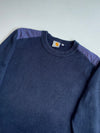 Carhartt Navy Ribbed Knit Sweater with Shoulder Patches – (M)