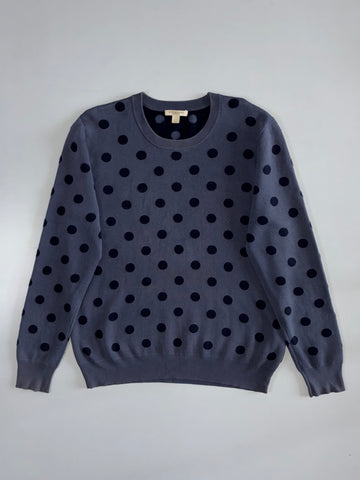 Burberry Polka Dot Cotton-Cashmere Blend Crewneck Sweatshirt (M)