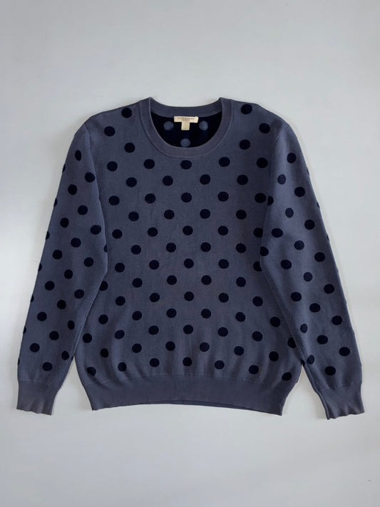 Burberry Polka Dot Cotton-Cashmere Blend Crewneck Sweatshirt (M)