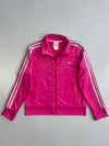 Adidas Women’s Hot Pink Full Zip Track Jacket White 3-Stripes Silver Logo Y2K (S)