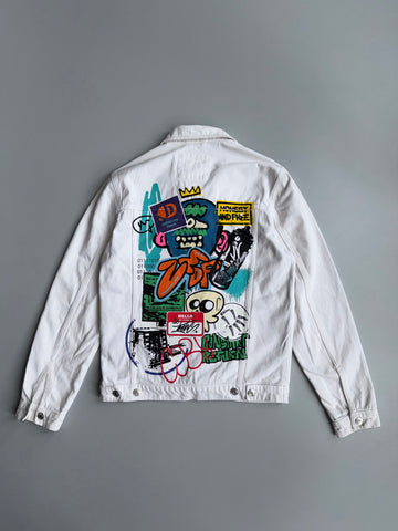 Zara Graphic Print Trucker Denim Jacket (S)