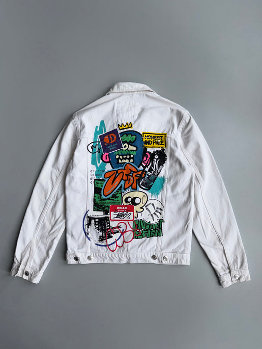 Zara Graphic Print Trucker Denim Jacket (S)