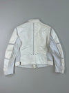 Vintage Armani Jeans White Perforated Leather Café Racer Biker Jacket (L)