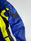 Vintage Swift Racing Two-Piece Leather Motorcycle Suit – Blue/Neon Yellow Knee Paded (M)  (W:35 | L:41)