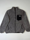 Stüssy Sherpa Fleece Zip Jacket with Nylon Chest Pocket – Grey (L)