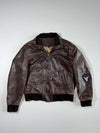 Vintage Redskins Brown Leather Bomber Jacket (M)