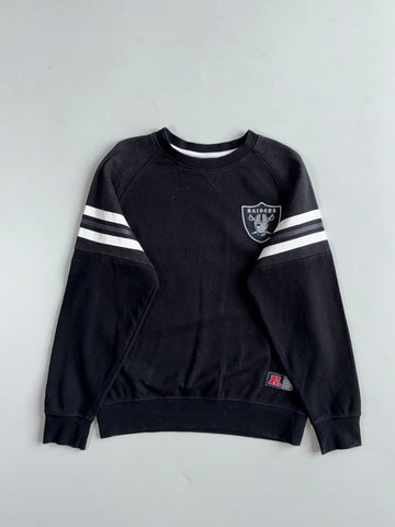 NFL Team Apparel Las Vegas Raiders Black Striped Crewneck (M)