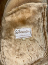 Vintage 80s Genuine Shearling Cognac Leather Aviator Bomber Jacket Furr Inside (2XL)