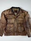 Vintage Leather Flight Bomber Jacket – Brown, Zodiac Lining (XL)