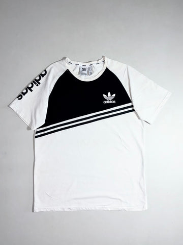 Adidas Originals White & Black Colour-Block Raglan Tee  (M)