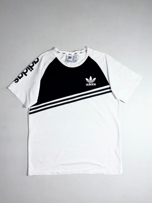 Adidas Originals White & Black Colour-Block Raglan Tee  (M)
