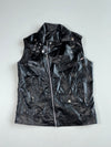 Vintage Black Faux Leather Asymmetric Zip Biker Vest Women’s(M)