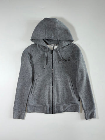 Calvin Klein Jeans | Grey Sherpa Lined Zip-Up Hoodie – CK Logo | (XS)