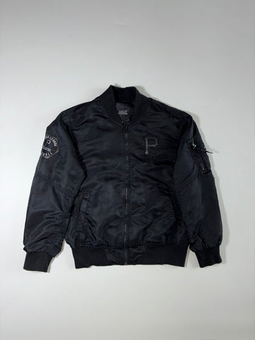 MLB Pittsburgh Pirates Black Tonal Bomber Jacket with Embroidered Logo – 100 (L)