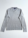 Tommy Hilfiger Heather Grey Premium Cotton V-Neck Sweater (S/M)