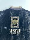 Vintage Versace Jeans Couture Velvet Bomber Jacket Gold Black Medusa Embroidery 90s (XL)