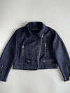 Zara Basic Navy Suede Biker Jacket Women (S)