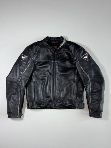 Vintage Dainese Black Leather Motorcycle Racing Jacket (M)