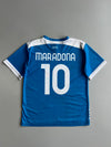 SSC Napoli Maradona #10 Tribute Football Jersey | Fingerprint Graphic | Lete & MSC Sponsors T-shirt (M)