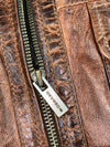 Devred 1902 Distressed Brown Leather Bomber Jacket with Cargo Pockets (M)