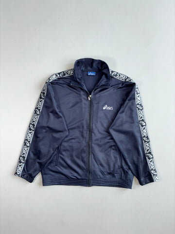 Vintage 90s Asics Navy Logo Tape Track Jacket (Xl)