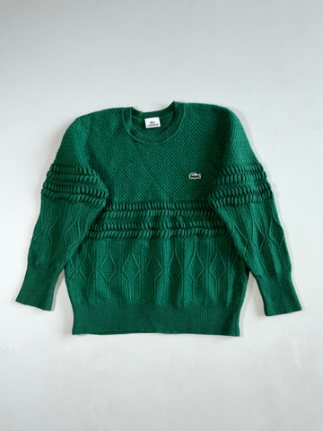 Vintage Lacoste Green Wool Cable Knit Crewneck Sweater (S)
