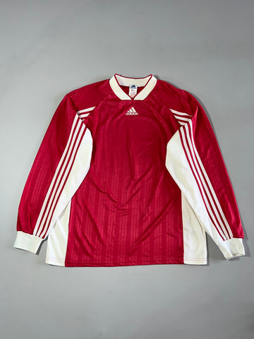 Vintage 90s Adidas Red & White Long Sleeve (2XL)