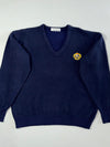 Vintage 90s Burberrys Crest Lambswool V-Neck Sweater – (XL)
