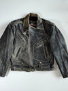 Vintage ASHG  Grey Leather Double Rider Biker Jacket (L)