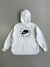 Nike Sportswear Swoosh Circle Graphic Quilted Panel Fleece Pullover Hoodie White (XL)