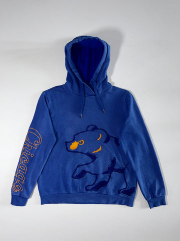 MLB Chicago Cubs Embroidered Bear Logo Blue Hoodie (S)