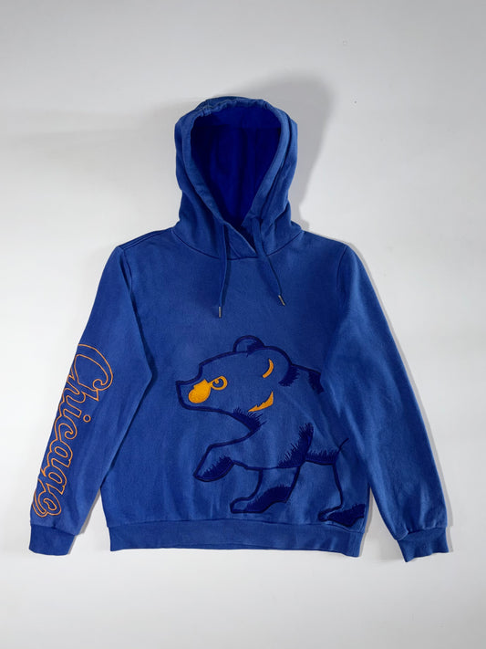 MLB Chicago Cubs Embroidered Bear Logo Blue Hoodie (S)