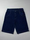Majestic MLB Cooperstown Navy Pinstripe Denim Shorts (W:34) (L:25)