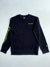 Vintage Champion Black Neon Script Logo Crewneck Sweatshirt (XS)