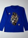 Graphic Playing Card Print Long Sleeve Tee – Royal Blue (M)