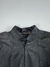 Vintage Yessica Black Embossed Leather Bomber Jacket (XL)