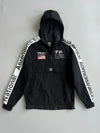 NASA x Pull&Bear Black Hooded Anorak Windbreaker with “National Aeronautics and Space Administration” Sleeve Tape (XS/S)