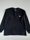Carhartt Black Long Sleeve Pocket Henley T-Shirt (2XL)